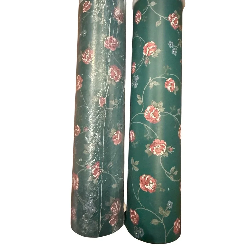 2 Vintage Wallpaper Floral Green Pink C & A Wall Coverings
